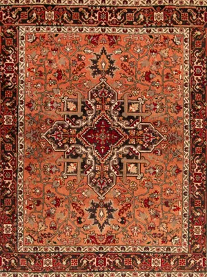 Heriz Perserteppich Ankauf Hamburg - Antiker Orientteppich mit geometrischem Muster in Orange