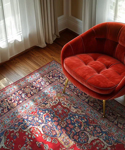 Wollteppich Ankauf Hamburg - Perserteppich aus Schafwolle in modernem Wohnzimmer