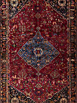 Shiraz Perserteppich Ankauf Hamburg - Tribal Orientteppich mit Medallion in Dunkelrot